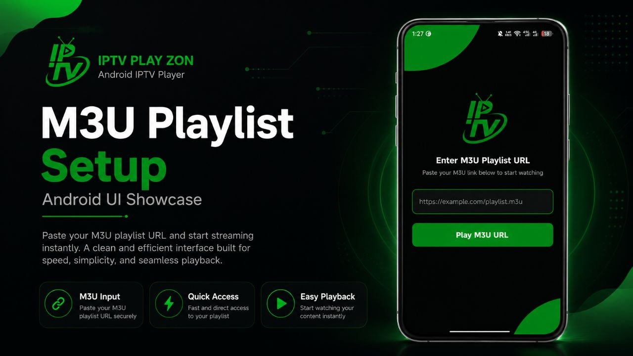 M3U Playlist Setup Screen