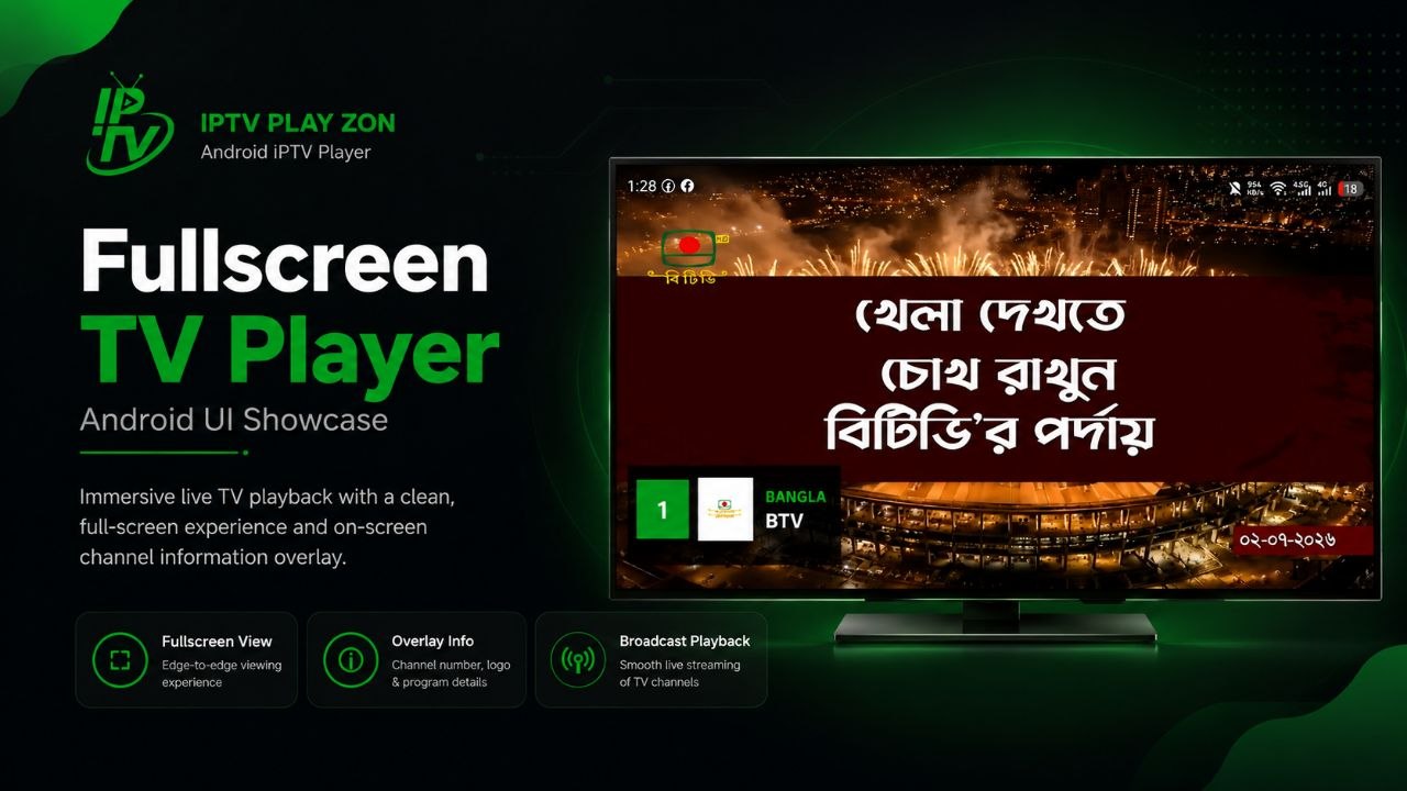 Fullscreen TV Player Screen