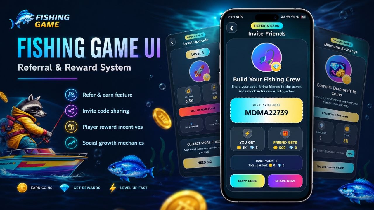 Fishing Game Referral Reward Screen